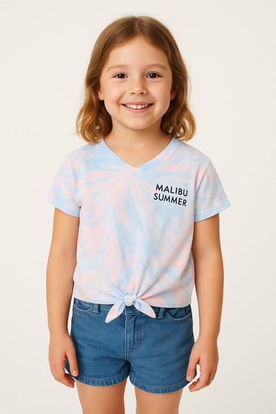 2kids2mom Tricou pentru fetiță Malibu Summer Text cu legături