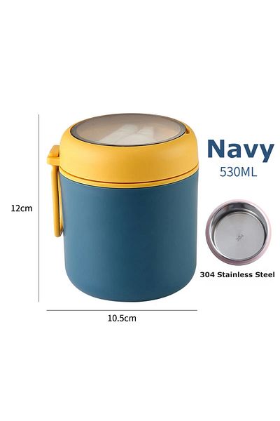 Choice Navy530ml 530ml/710ml Food Thermal Jar Insulated Soup Cup Thermos Containers Stainless Steel Lunch B