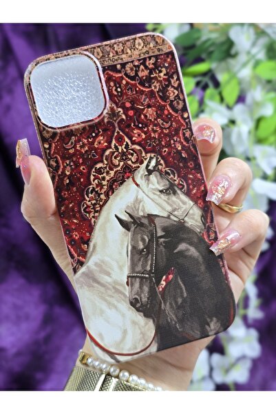 Magic Ring iPhone 15 Uyumlu Atlar Desenli Silikon Şeffaf Telefon Kılıfı