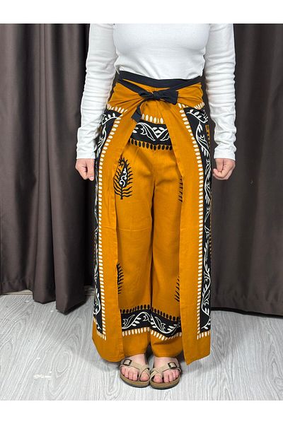 Sobe Hediyelik Tie-Up Mustard Yellow Puzzle Pants Standard Size