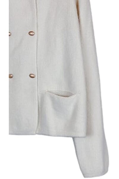 BUNCA Long Wool Jacket Off-White with Buttons and Pockets for Women and Girls by BUNCA