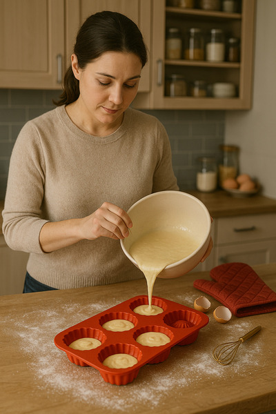 Home 6-Pack 3-Model Muffin Tray Mold Silicone Fireproof Non-Stick Easy Use