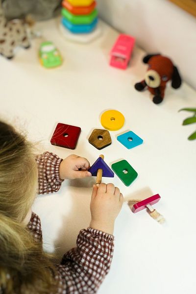 Store 7 Pieces Colorful Educational Toy - Montessori- Wooden Toy - Educational Toy - Stringing Game