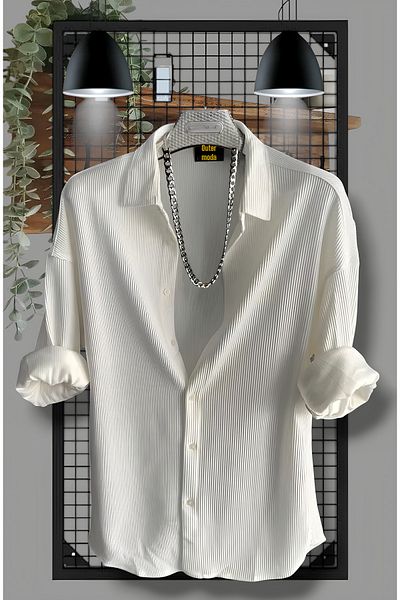 outer moda Men's Corded Comfortable Textured Italian Shirt