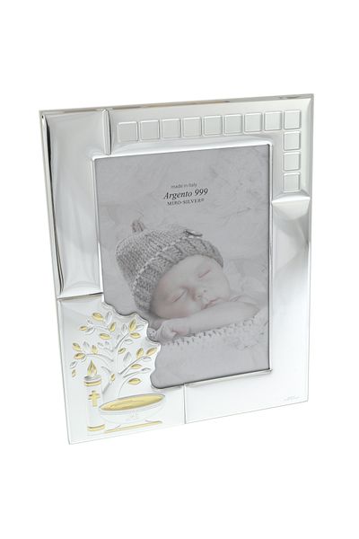 GiftExpress Silver-plated baptism photo frame with name 25 cm