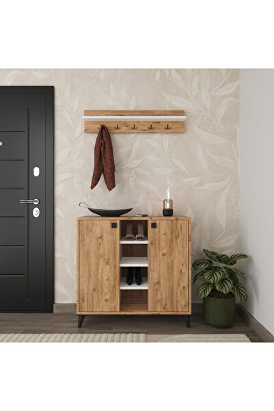 Decomob Albena 2 Kapaklı Ayakkabılık, Vestiyer, Portmanto, Askılık, 90 Cm Atl...