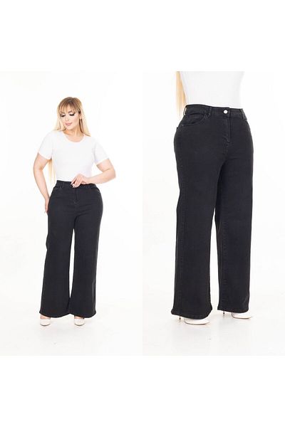 SERRAXXL Palazzo Wide Leg Denim Jeans Plus Size Pants