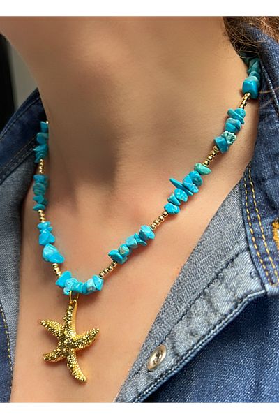 Kutcha Accessories Starfish Turquoise Natural Stone Necklace