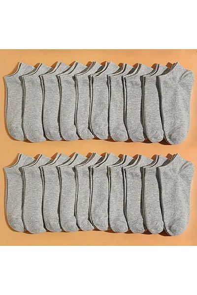 peru moda Комплект от 20 чифта обикновени чорапи, черно-бели, унисекс, смесени