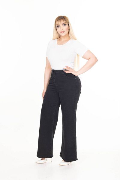 SERRAXXL Palazzo Wide Leg Denim Jeans Plus Size Pants