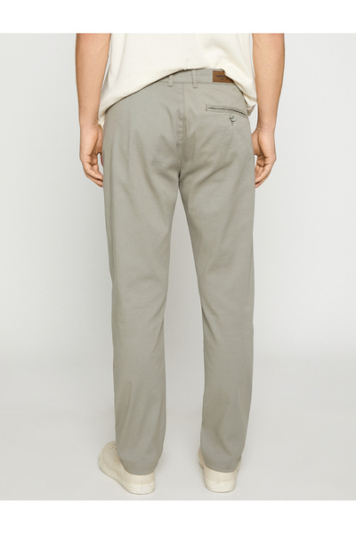 Koton Basic-Gabardine-Hose, schmale Passform, geknöpfte Taschen, detailliert
