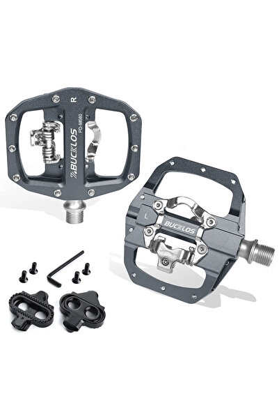 BUCKLOS Grey pedal-Cleat MTB Pedals Double Function Bicycle Pedal MTB Flat Pl...