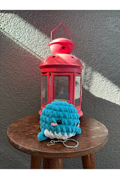 LUNEVA AKSESUAR سلسلة مفاتيح الحوت الأزرق المحبوكة يدويًا - سلسلة مفاتيح أميج...