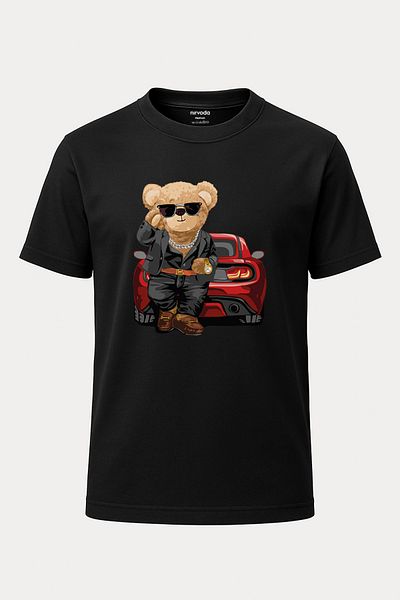 nirvoda Μπλουζάκι Bear Printed - Unisex Crew Neck T-shirt με γυαλιά