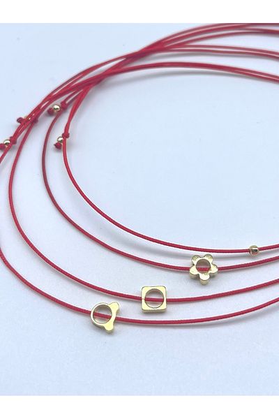 Concept HuBuTU 4 Pieces Elegant Gold Object Red Rope Anklet Set