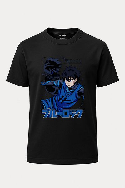 nirvoda Egoist Blue Lock Printed Loose Fit Crew Deck Tricou Anime Manga