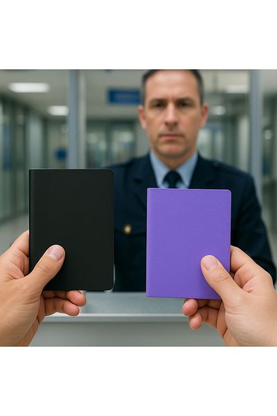 Gempo 2 τμχ Μαύρο και μωβ Διπλό κάλυμμα διαβατηρίου Vinlex Δερμάτινη θήκη διαβατηρίου με επιπλέον τσέπη Universal Νέου Τύπου