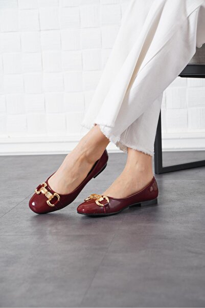 Moda Pie Nodar Жіночі балетки з круглими камінцями, бордові, шкіра