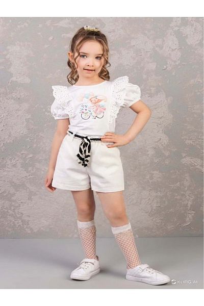 wakawakakidsstore White Linen Shorts Girls/Boys - Ecru