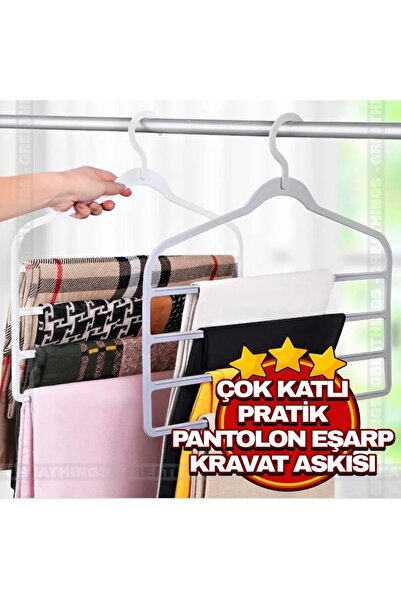 abnturk Çok Katlı Pratik Askılık - Dolap Düzenleyici - Eşarp Kıravat Organizeri