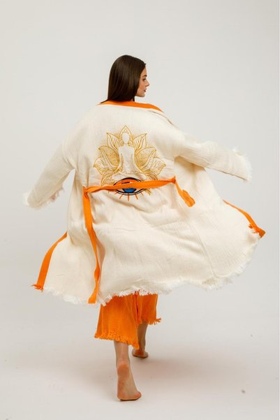 Befera Design Muslin Kimono 100% Cotton Yoga Meditation Printed Patterned Bathrobe Kaftan Dressing Gown