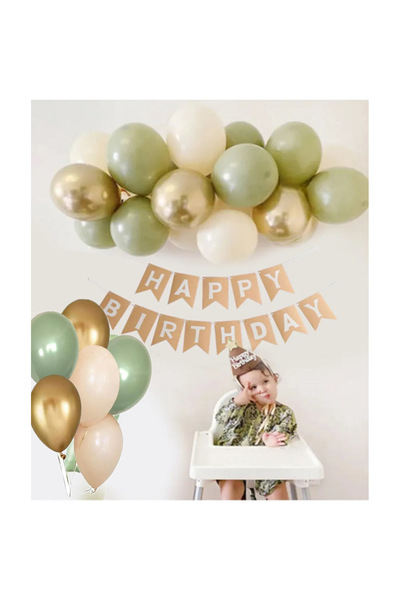 Parti Zamanı Küf Yeşili Pastel Balon Zincir Seti Doğum Günü Balon Seti