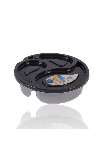 ROSE CENTER 3 Compartment Round Storage Box, Refrigerator Storage Box, Plastic Storage Box