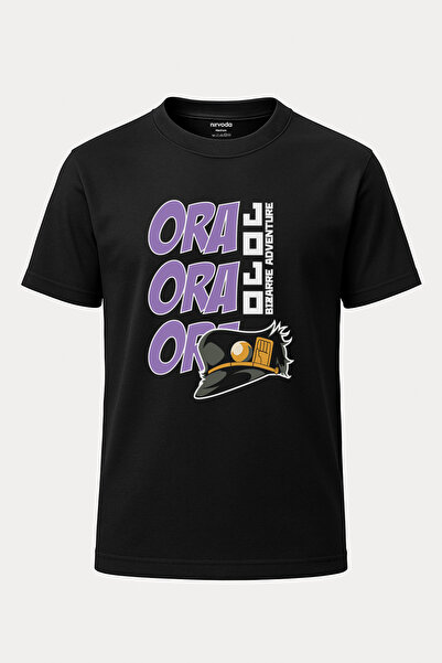nirvoda Ora Ora Jojo Bizarre Adventure Imprimat Loose Fit Crewneck Tricou unisex Anime Manga Negru