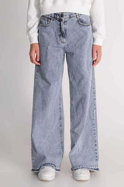 Hopi Kids Loose Tasseled Girl's Jeans with Adjustable Waist