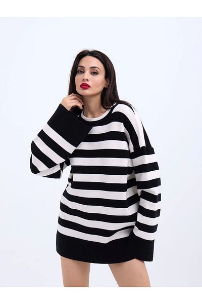 Lukas 42291 سترة تريكو مخططة - أسود - إكرو