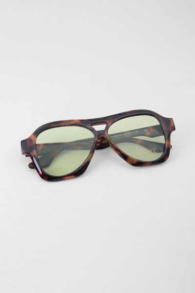 Kapin Veila Kemik Tasarım Güneş Gözlüğü Leopar Çerçeve - Yeşil Cam