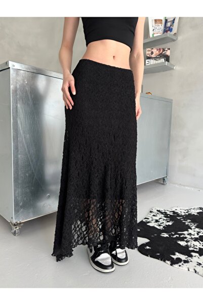 Babushka Fusta midi din dantela asimetrica