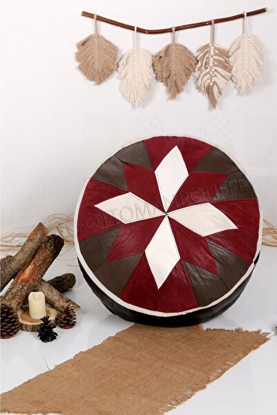 Ottoman Pouffe İskandinav El Yapımı Hakiki Kuzu Derisi Bohem Bahçe Balkon Bun...