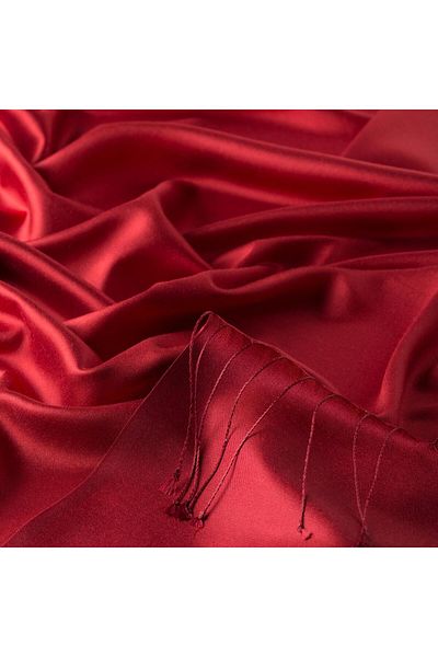 ipekevi Double Sided Solid Color Silk Shawl 00927-Red