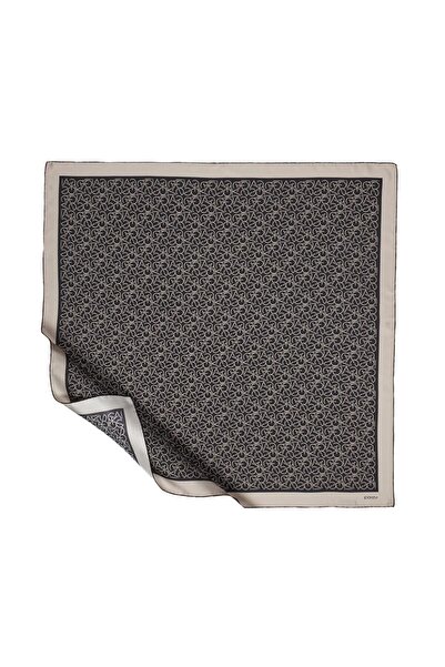 ipekevi Eșarfă de mătase Tivil cu monogramă Typo - Negru Piatră