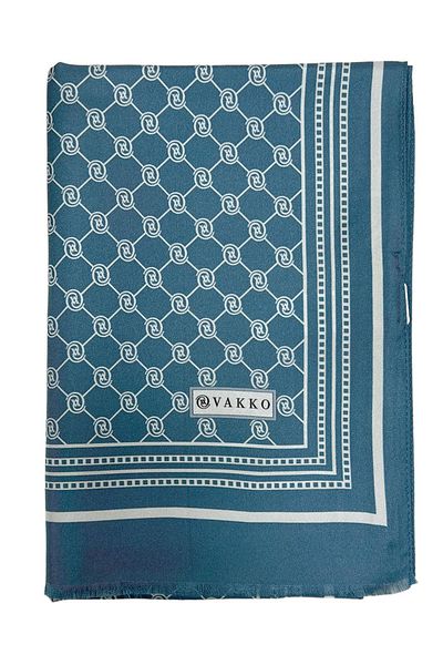 Vakko Şal de mătase Monogram Tivil 300088 -indigo