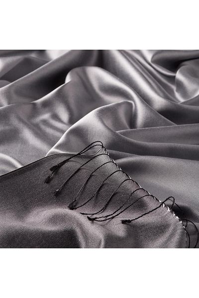 ipekevi Double Sided Solid Color Silk Shawl 00927-Silver