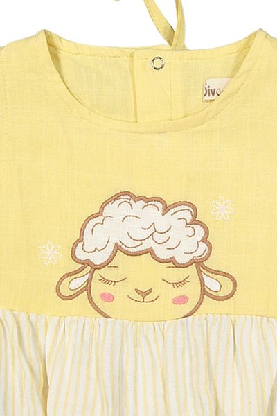 Divonette Baby Girl Cotton Muslin Jumpsuit with Snap Fasteners - Baby Clothing