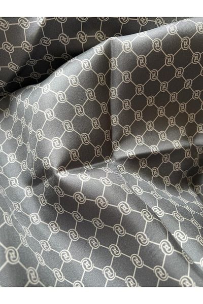 Vakko Μονόγραμμα Tivil Silk Scarf 30008898-γκρι εκρού