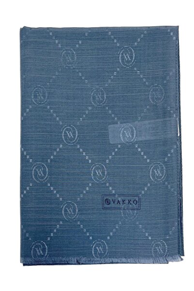 Vakko Monogram Pamuk İpek Şal 30011260-İndigo