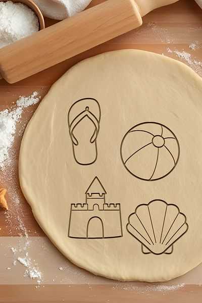 oalpo Beach Set Cookie Mold, Dough Shaper, Biscuit Mold, Easy Cutting Tip