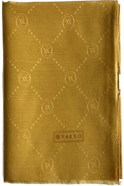 Vakko Monogram Cotton Silk Shawl30011260-Dark Yellow