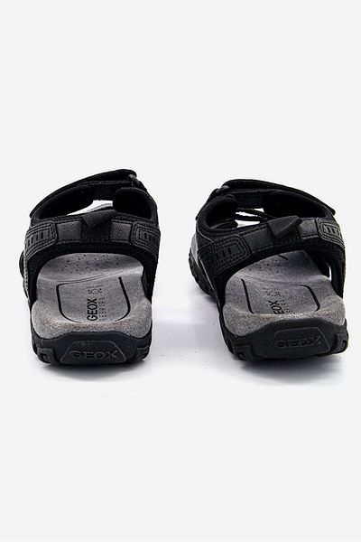 Geox Men Suede Double Velcro Sandals, Black And Grey