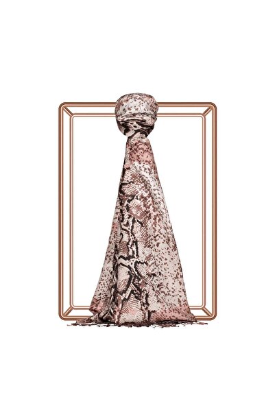 ipekevi İpekevi Piton Desenli İpek Şal 06133-Kahve