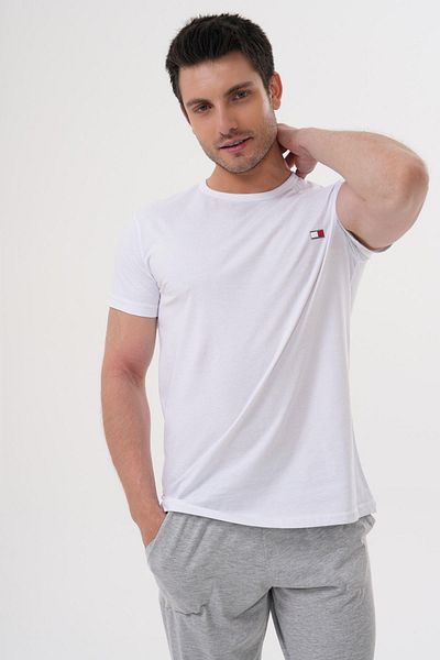 Mecit Pijama Mecit 4000 White Gray Men's Plus Size Pajama Set