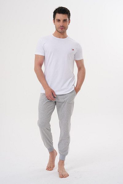 Mecit Pijama Mecit 4000 White Gray Men's Plus Size Pajama Set