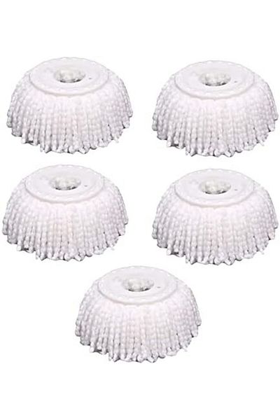 BUNCA Set of 5 Spin Mop Replacement Heads, Microfiber, Circular Shape, Universal Standard Size 360 Degree