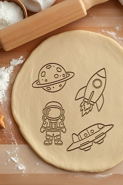 oalpo Space Set Cookie Mold, Dough Shaper, Biscuit Mold, Easy Cutting Tip