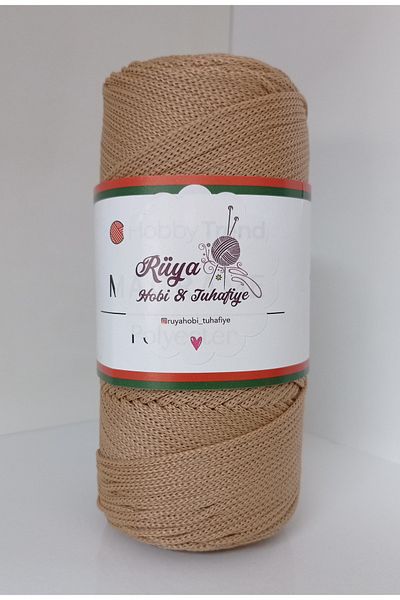 rüya hobi 200 γραμμάρια Νο 4 Polyester Macrame- Bag- Supla- Runner String (Κωδικός χρώματος: 032 Caramel)
