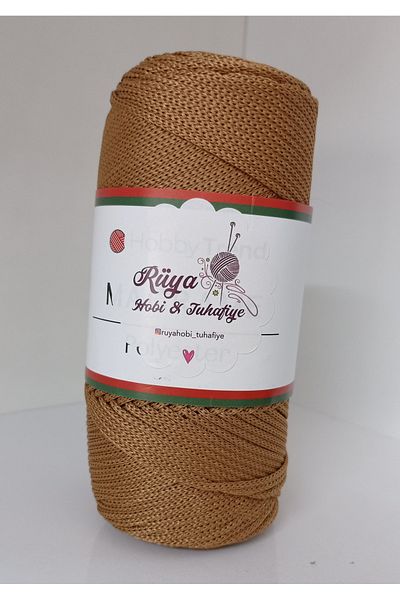 rüya hobi 200 γραμμάρια Νο 4 Polyester Macrame- Bag- Supla- Runner String (Κωδικός χρώματος: 044 Dark Caramel)